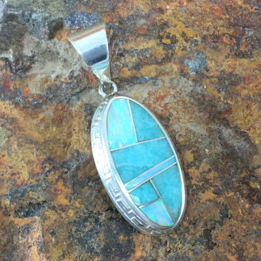 David Rosales Amazing Light Inlaid Sterling Silver Pendant