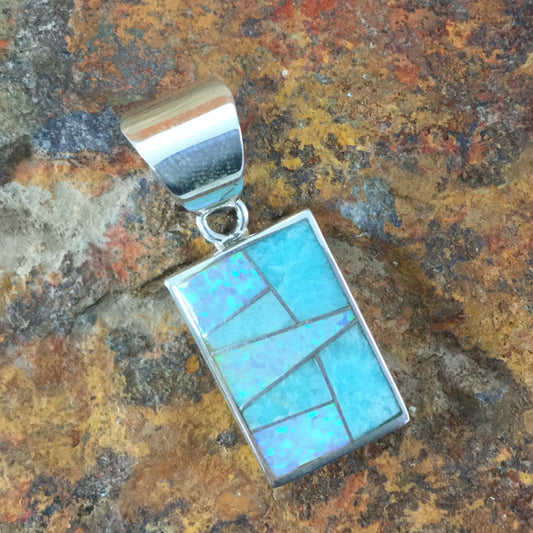 David Rosales Amazing Light Inlaid Sterling Silver Pendant