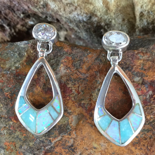 David Rosales Amazing Light Inlaid Sterling Silver Earrings