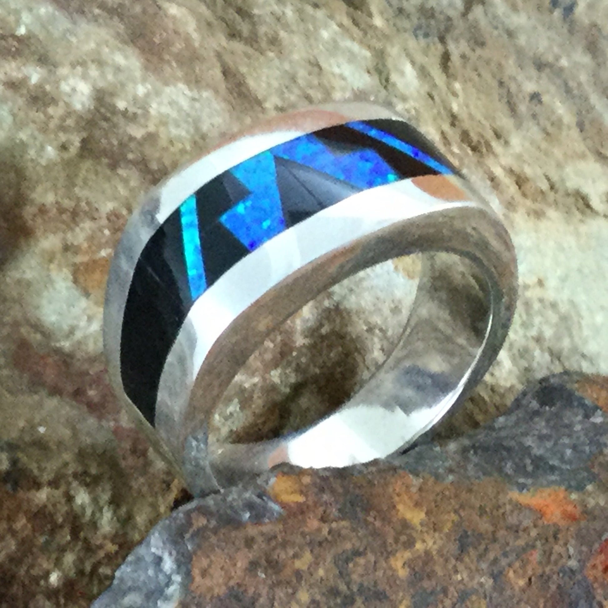 David Rosales Black Beauty Fancy Inlaid Sterling Silver Ring