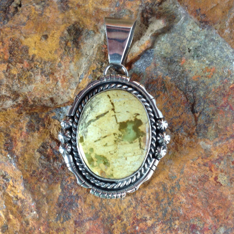 Boulder Turquoise Sterling Silver Pendant by AL Son