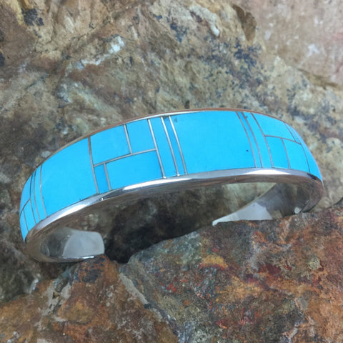 Arizona Blue Inlaid Sterling Silver Bracelet
