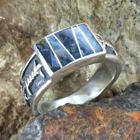 David Rosales Pietersite Inlaid Sterling Silver Ring