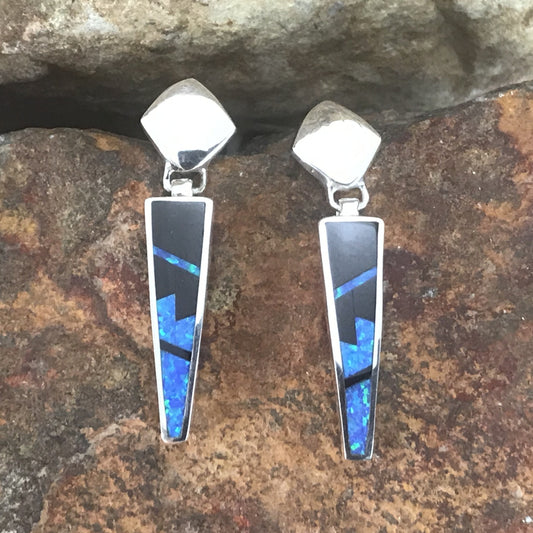 David Rosales Black Beauty Inlaid Fancy Sterling Silver Earrings