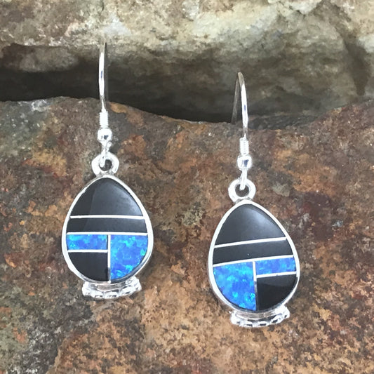 David Rosales Black Beauty Inlaid Sterling Silver Earrings