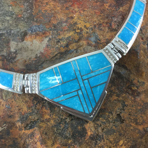 David Rosales Watermark Inlaid Sterling Silver Necklace