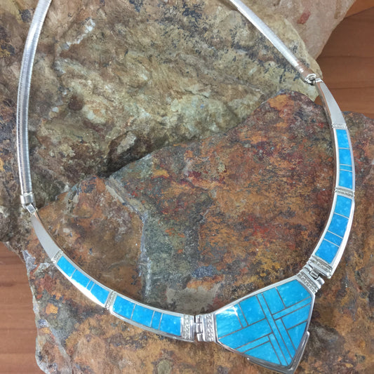 David Rosales Watermark Inlaid Sterling Silver Necklace