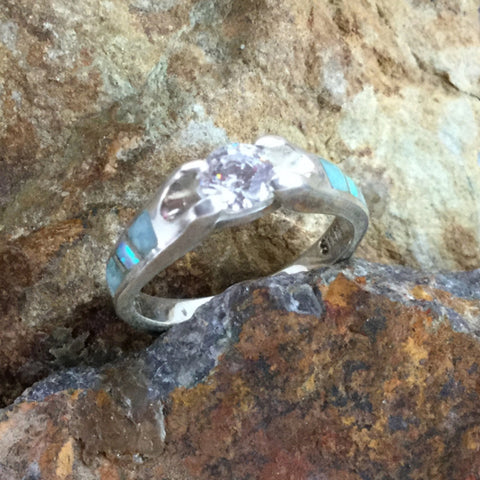 Amazing Light Inlaid Sterling Silver Ring