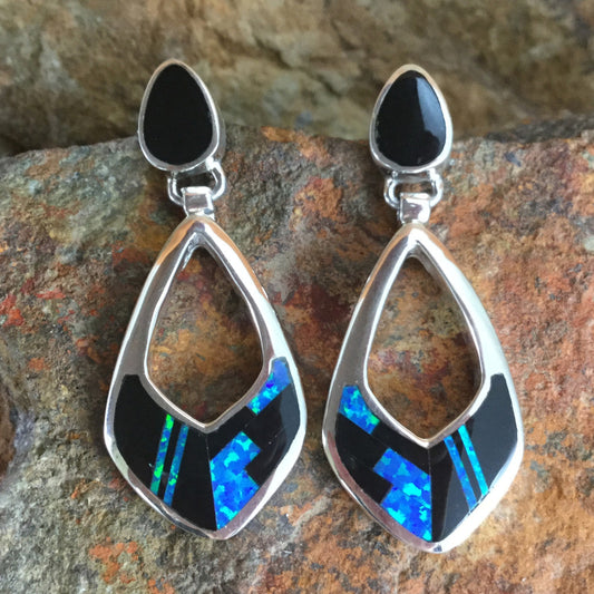 David Rosales Black Beauty Inlaid Sterling Silver Earrings