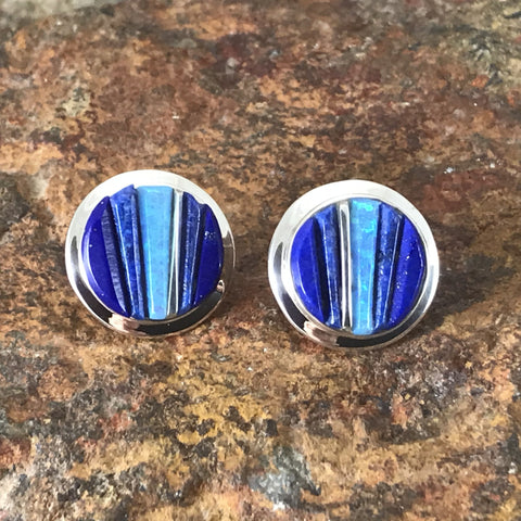 David Rosales Blue Sky Cobble Inlaid Sterling Silver Earrings