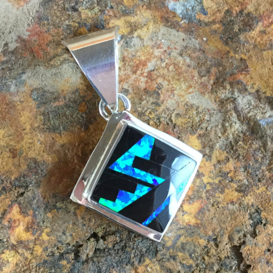 David Rosales Black Beauty Inlaid Sterling Silver Pendant