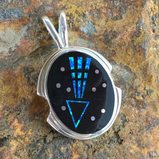 David Rosales Black Beauty Inlaid Sterling Silver Pendant