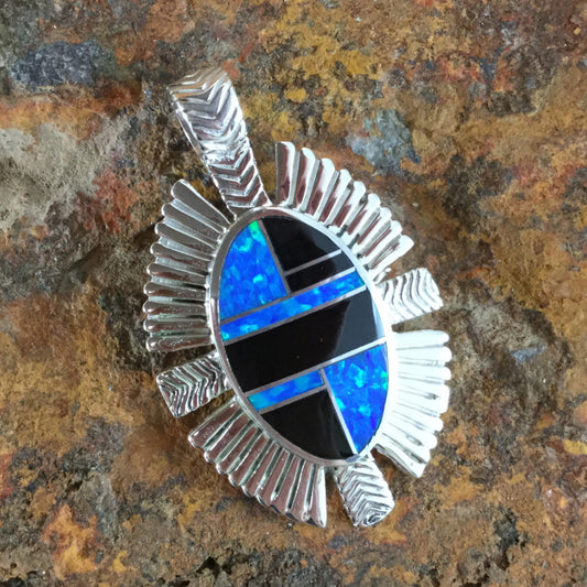 David Rosales Black Beauty Inlaid Sterling Silver Pendant