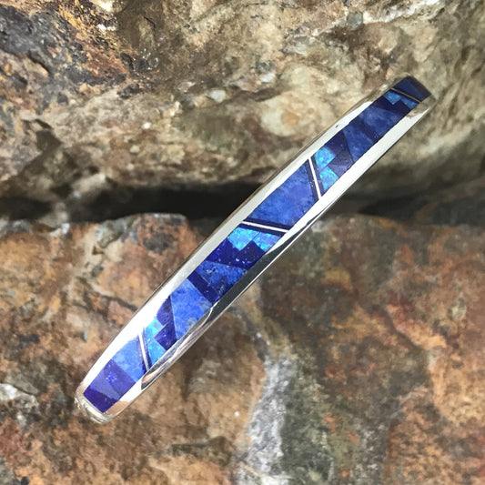 David Rosales Blue Sky Fancy Inlaid Sterling Silver Bracelet
