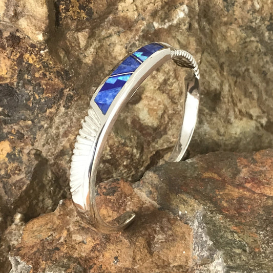 David Rosales Blue Sky Fancy Inlaid Sterling Silver Bracelet