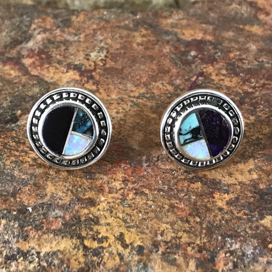 David Rosales Shalako Inlaid Sterling Silver Earrings