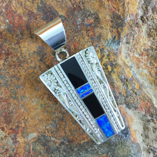 David Rosales Black Beauty Inlaid Sterling Silver Pendant