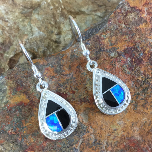 David Rosales Black Beauty Inlaid Sterling Silver Earrings