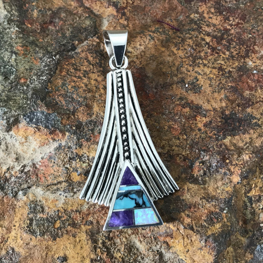 David Rosales Shalako Inlaid Sterling Silver Pendant
