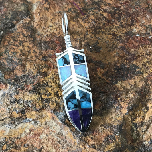 David Rosales Shalako Inlaid Sterling Silver Pendant