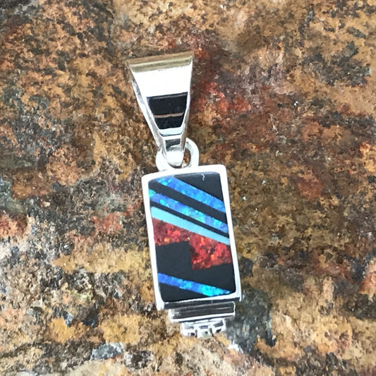 David Rosales Red Moon Inlaid Sterling Silver Pendant