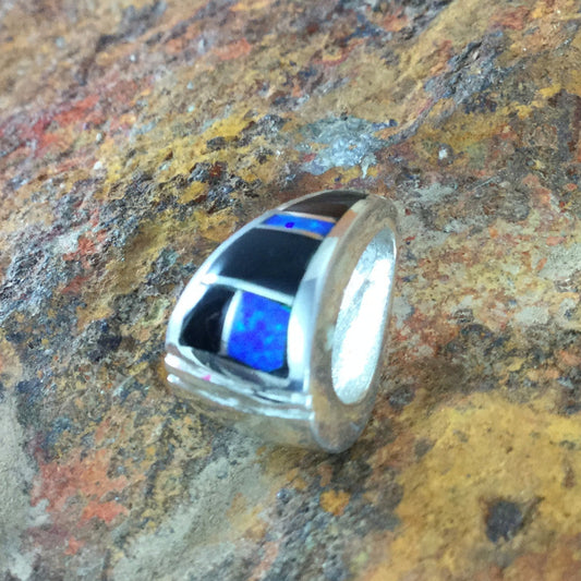 David Rosales Black Beauty Inlaid Sterling Silver Pendant