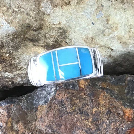 David Rosales Arizona Blue Inlaid Sterling Silver Ring