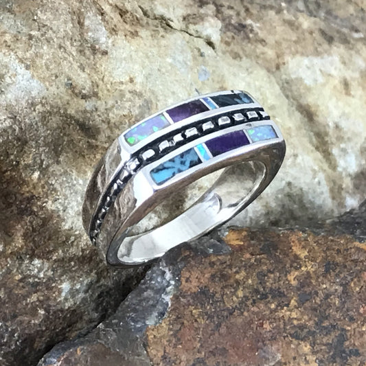 David Rosales Shalako Inlaid Sterling Silver Ring
