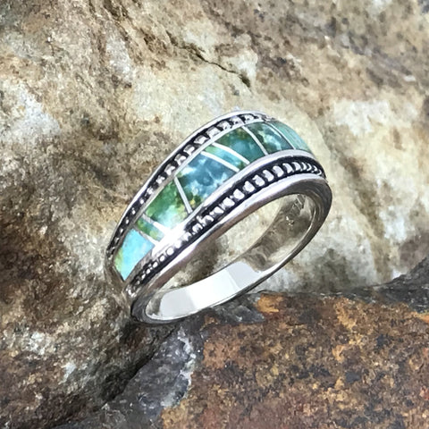 David Rosales Sonoran Gold Inlaid Sterling Silver Ring