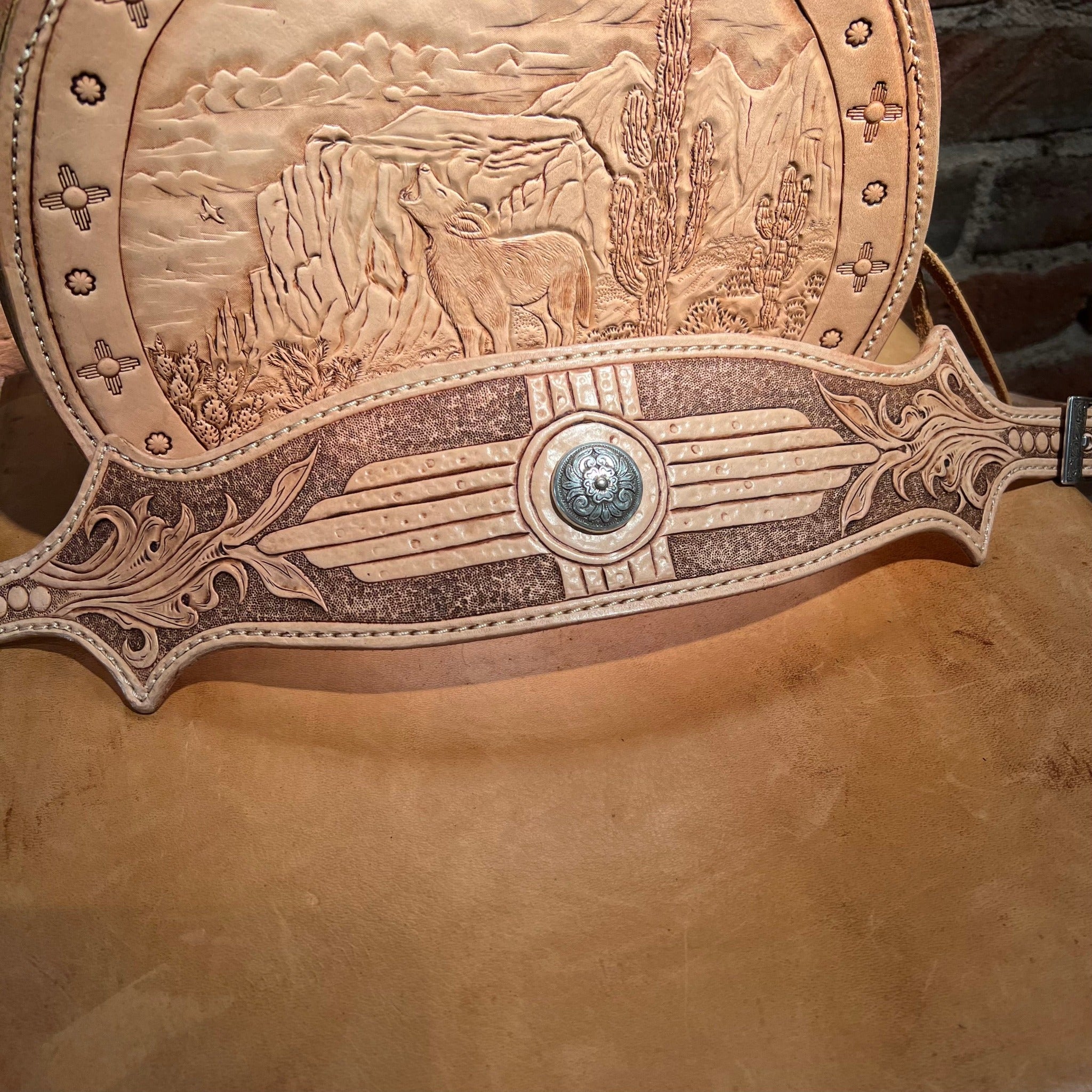 Hand Tooled Rope Can Leather Purse by Stephen Vaughn Leatherworks