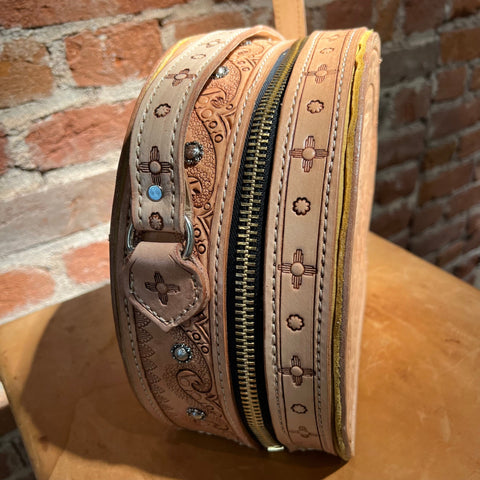 Hand Tooled Rope Can Leather Purse by Stephen Vaughn Leatherworks