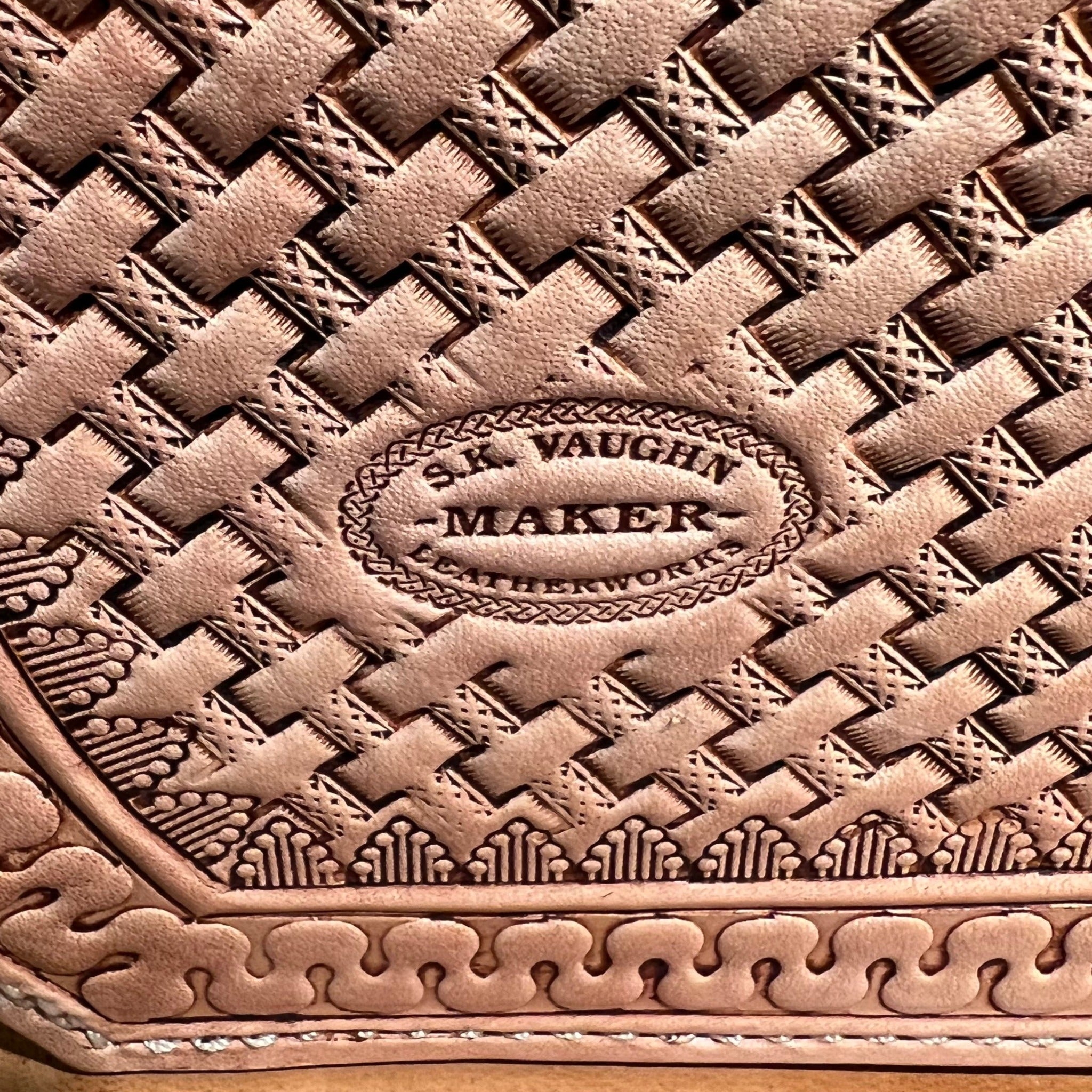 Hand Tooled Rope Can Leather Purse by Stephen Vaughn Leatherworks