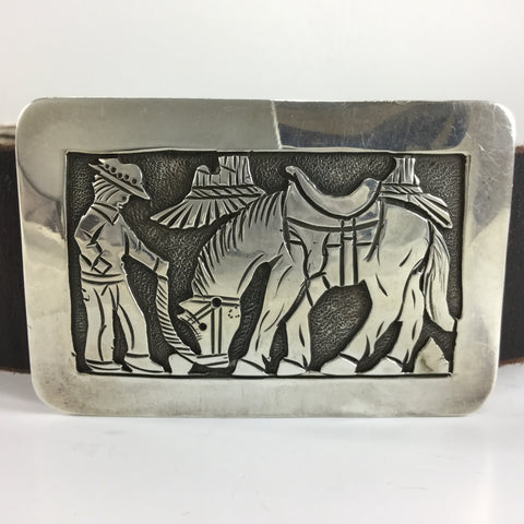 Vintage Story Teller Sterling Silver Concho Belt by Floyd Bicenti Sr - Estate Jewelry