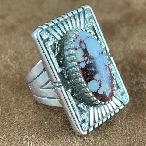 Vintage Navajo Sterling Silver Wild Horse Ring by Toney Mitchell Size 13.5 - Estate Jewelry