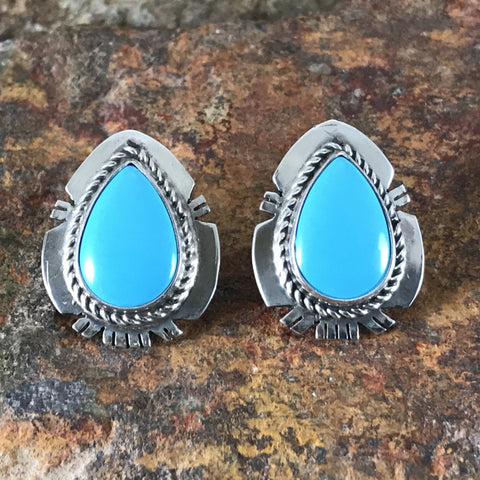 Campitos Turquoise Sterling Silver Earrings by Eddie Secatero