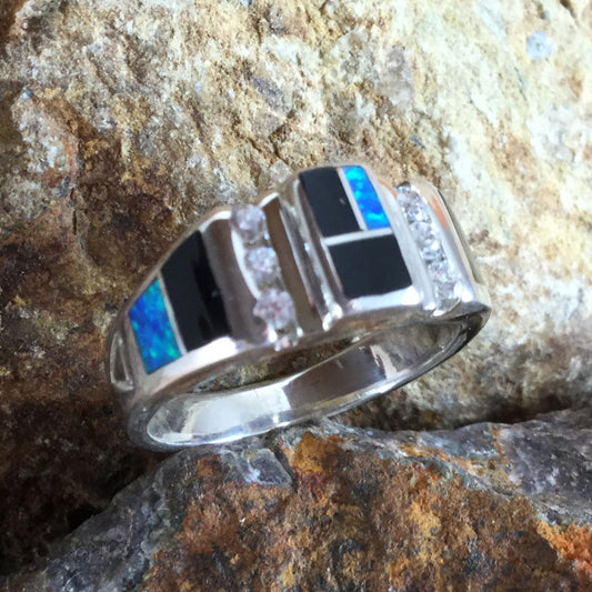 David Rosales Black Beauty Inlaid Sterling Silver Ring