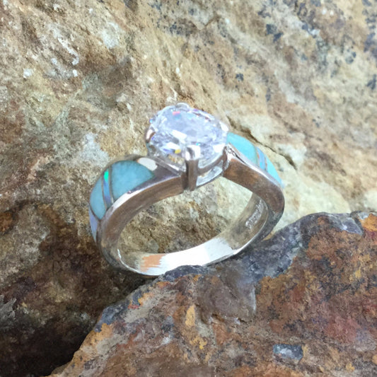 David Rosales Amazing Light Inlaid Sterling Silver Ring