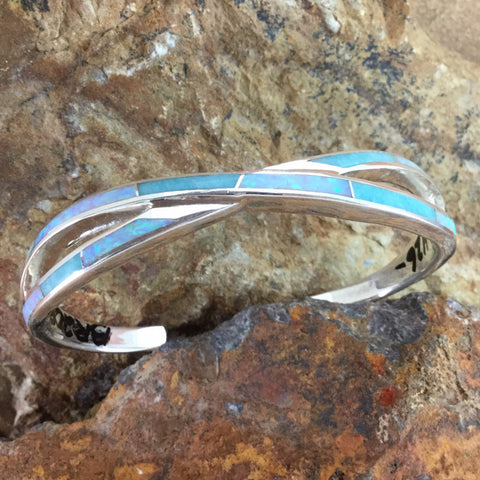 David Rosales Inlaid Sterling Silver Bracelet
