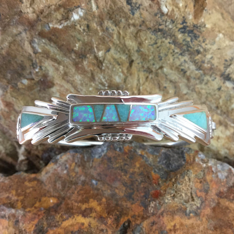David Rosales Inlaid Sterling Silver Bracelet