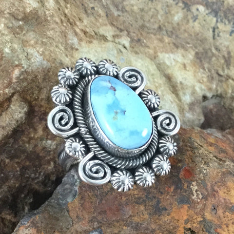 Golden Hill Turquoise Sterling Silver Ring by Jess MTZ Size 8.5