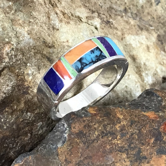 David Rosales Indian Summer Inlaid Sterling Silver Ring