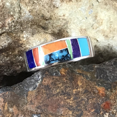 David Rosales Indian Summer Inlaid Sterling Silver Ring
