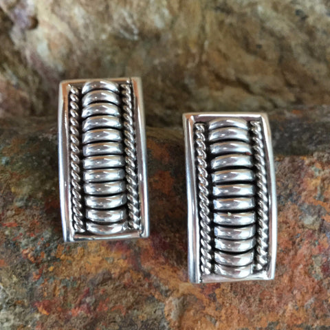 Traditional Sterling Silver Earrings by Tom Charlie