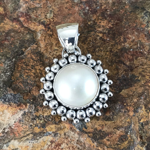 Sterling Silver Pendant with Pearl by Artie Yellowhorse