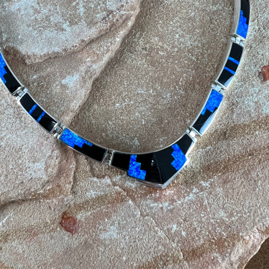 David Rosales Black Beauty Fancy Inlaid Sterling Silver Necklace