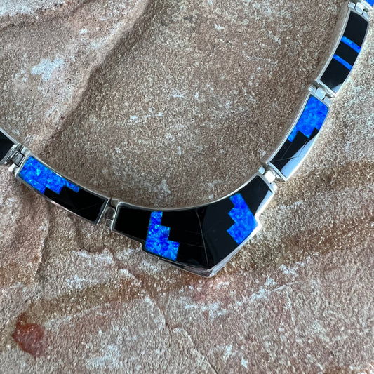 David Rosales Black Beauty Fancy Inlaid Sterling Silver Necklace