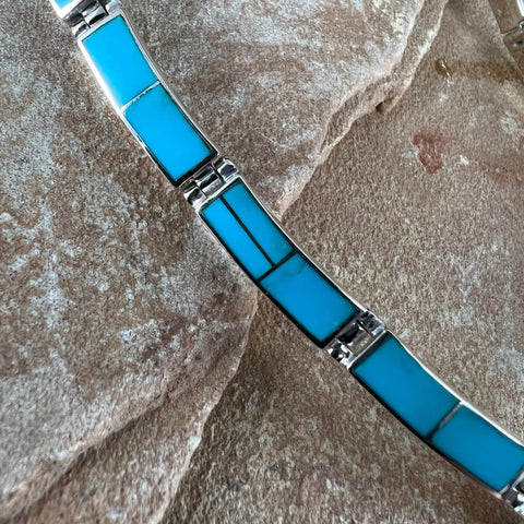 David Rosales Arizona Blue Inlaid Sterling Silver Necklace