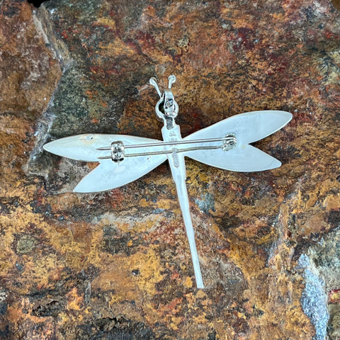 David Rosales Sonoran Gold Inlaid Sterling Silver Pendant/Pin Dragonfly