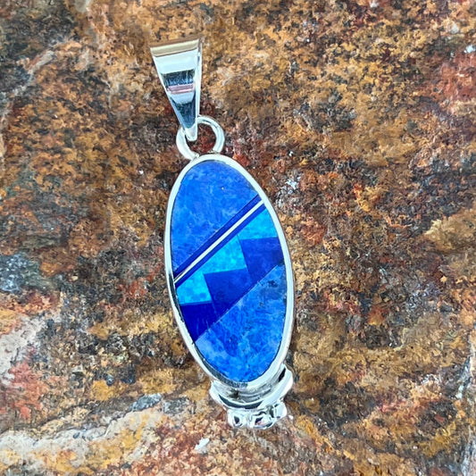David Rosales Blue Sky Fancy Inlaid Sterling Silver Pendant
