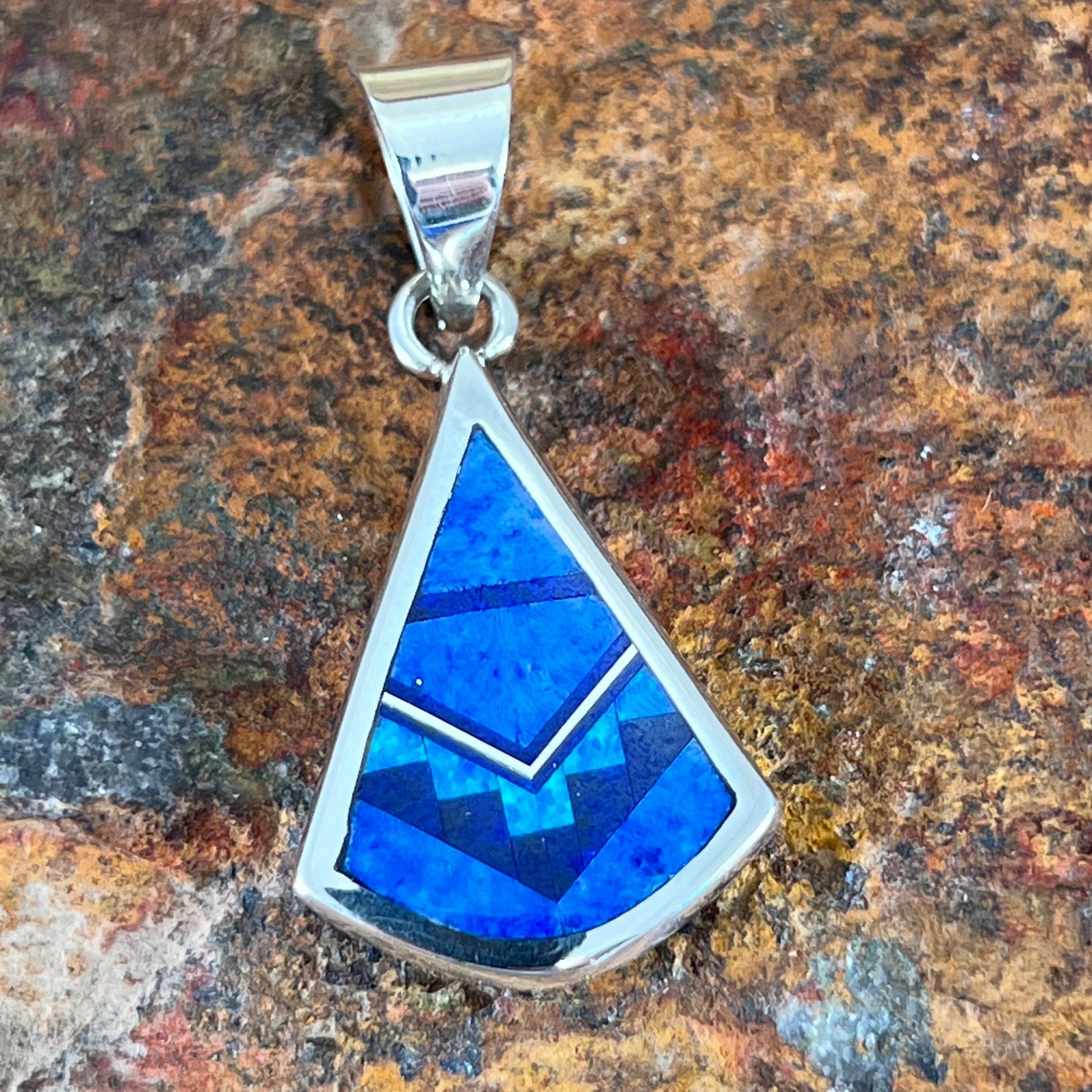David Rosales Blue Sky Fancy Inlaid Sterling Silver Pendant